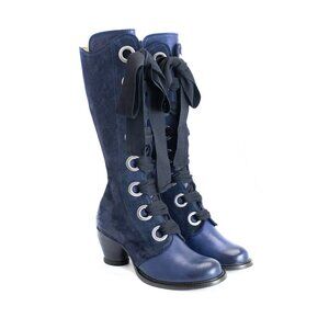 FLUEVOG - Adanac Mid-Shin Lace-Up Boots, Indigo